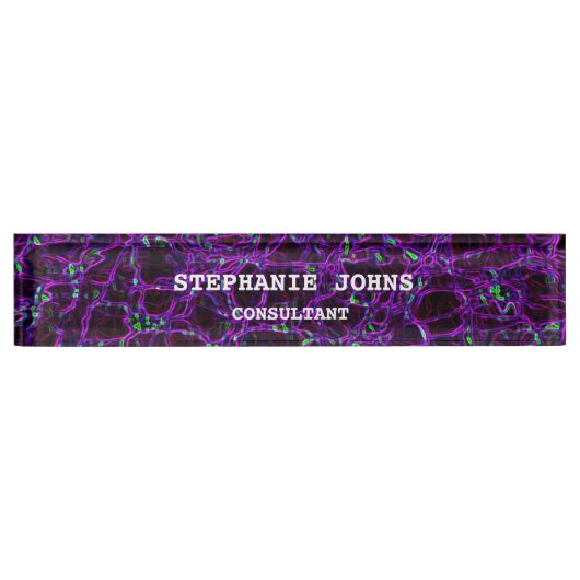 Paarse moderne kunst Abstracte monogram Naam Sjabl Naambordje (Voorkant)
