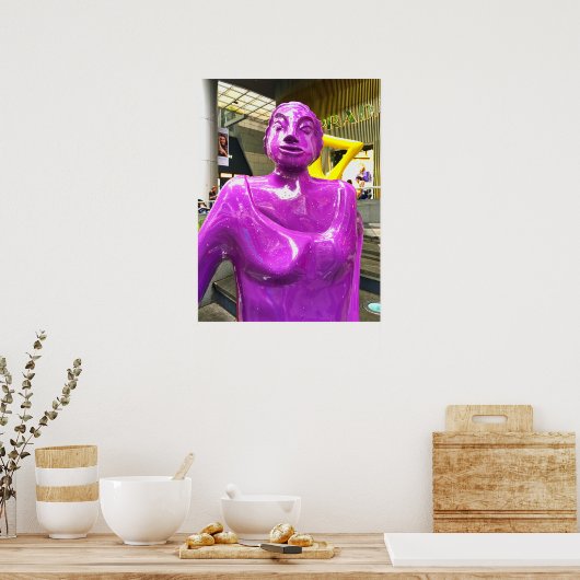 Paarse moderne kunst sculptuur Orchard Road Poster (Keuken)
