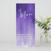 Paarse moderne kunst trouwmenu menu (Staand voorkant)