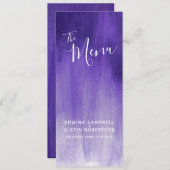 Paarse moderne kunst trouwmenu menu (Voorkant / Achterkant)
