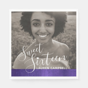 Paarse moderne kunst - zestienfotosjabloon servet