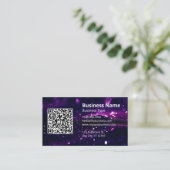 Paarse Moderne Logo Scanbare QR Code Visitekaartje (Staand voorkant)