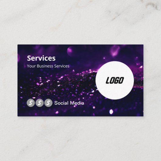 Paarse moderne Logo scannable QR-code Visitekaartje (Achterkant)