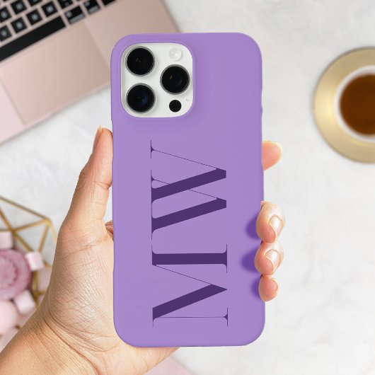 Paarse moderne minimalistische Initiaal monogram Case-Mate iPhone Case