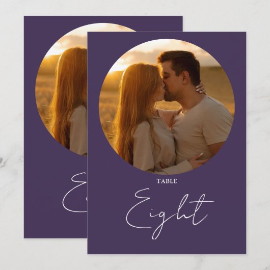 Paarse moderne minimalistische scripttafel kaart (Voorkant / Achterkant)