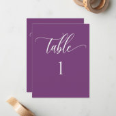 Paarse moderne minimalistische tafelnummer (Voorkant / Achterkant in situ)