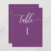 Paarse moderne minimalistische tafelnummer (Voorkant / Achterkant)