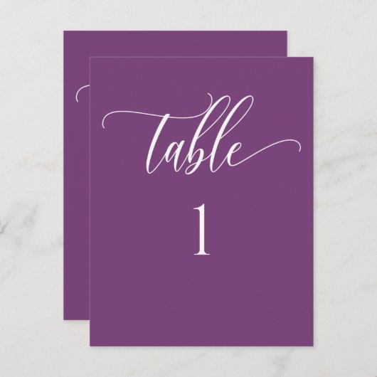 Paarse moderne minimalistische tafelnummer (Voorkant / Achterkant)