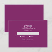 Paarse moderne minimalistische trouw-RSVP kaart (Voorkant / Achterkant)