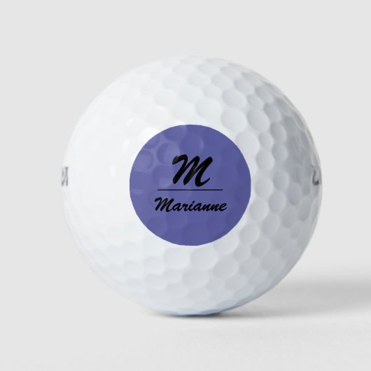 Paarse moderne monogram, gepersonaliseerd golfballen (Voorkant)
