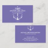 Paarse moderne nautische anker visitekaartje (Voorkant / Achterkant)