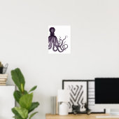 Paarse moderne octopus poster (Thuiskantoor)