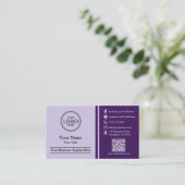 Paarse Moderne Professionele Aangepaste QR-code Kl Visitekaartje (Staand voorkant)