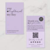 Paarse moderne QR-code, dank u Visitekaartje (Voorkant / Achterkant)