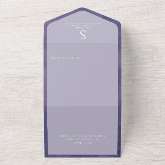 Paarse moderne QR-fotocode All In One Uitnodiging (Buitenkant)