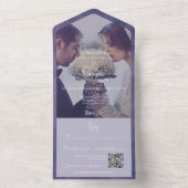 Paarse moderne QR-fotocode All In One Uitnodiging (Binnen)