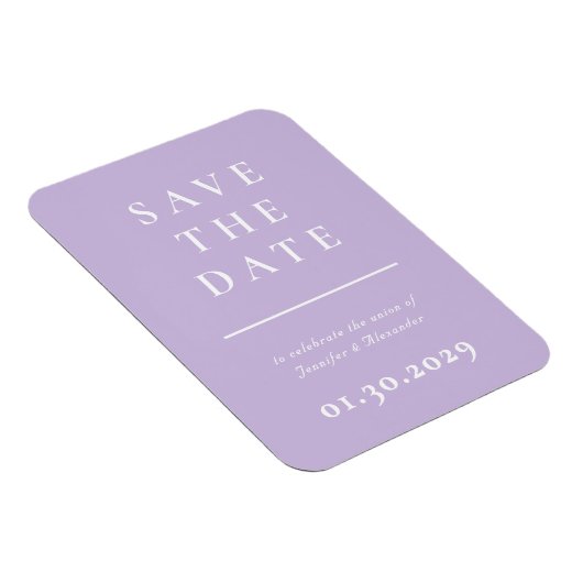 Paarse moderne save the date magneet (Rechterzijde)