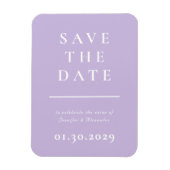Paarse moderne save the date magneet (Verticaal)