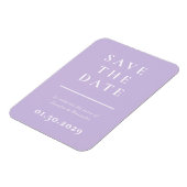 Paarse moderne save the date magneet (Linkerzijde)