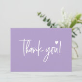 Paarse moderne script Baby Shower  Bedankkaart (Staand voorkant)