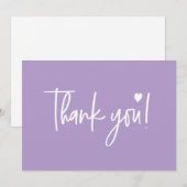 Paarse moderne script Baby Shower  Bedankkaart (Voorkant / Achterkant)