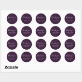 Paarse Moderne Script Bruiloft/Feest Dank Je Ronde Sticker (Vel)