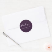 Paarse Moderne Script Bruiloft/Feest Dank Je Ronde Sticker (Envelop)