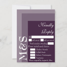 Paarse moderne script bruiloft RSVP Kaart