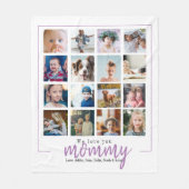 Paarse moderne scriptfotocollage mam fleece deken (Voorkant)