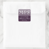 Paarse Moderne Scriptie Bruiloft Vierkante Sticker (Tas)