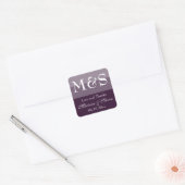 Paarse Moderne Scriptie Bruiloft Vierkante Sticker (Envelop)