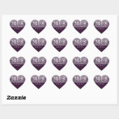 Paarse Moderne Scriptie Huwelijk Hart Sticker (Vel)