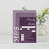 Paarse moderne scriptie huwelijks-RSVP kaart (Staand voorkant)