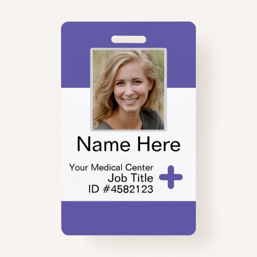 Paarse moderne Sjabloon Ziektehuisnummer Badge (Voorkant)