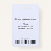 Paarse moderne Sjabloon Ziektehuisnummer Badge (Achterkant)