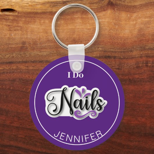 Paarse moderne Sleutelhanger van nageltechnicus (Voorkant)