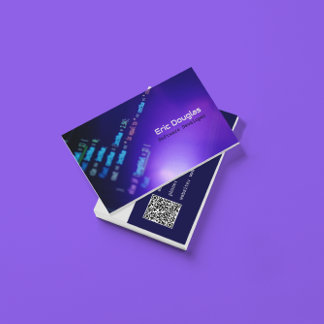 Paarse moderne software tech-professional QR-code Visitekaartje