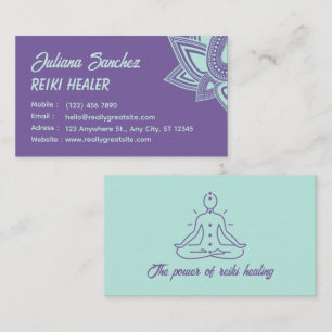 Paarse moderne stijl Reiki-visitekaart Visitekaartje
