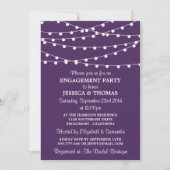 Paarse moderne String Lights Engagement Party Kaart (Voorkant)