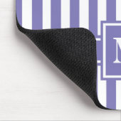 Paarse Moderne Stripe met monogram Muismat (Hoek)