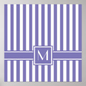 Paarse Moderne Stripe met monogram Poster (Voorkant)