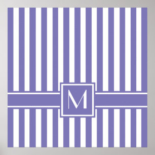Paarse Moderne Stripe met monogram Poster
