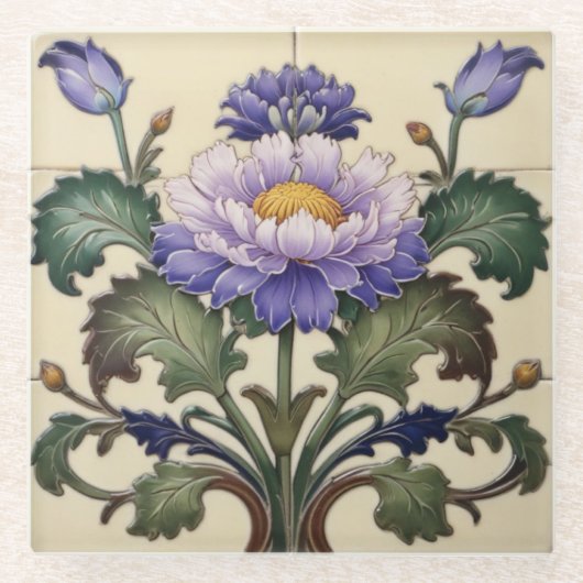 Paarse moeder Onderzetter Glazen Onderzetter (Voorkant)