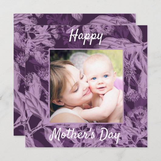 Paarse Moederdag Feestdagenkaart (Voorkant / Achterkant)