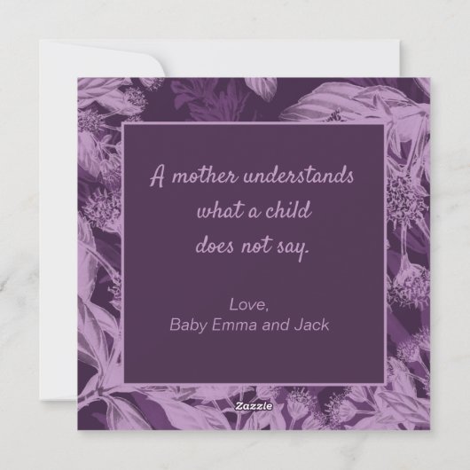 Paarse Moederdag Feestdagenkaart (Achterkant)