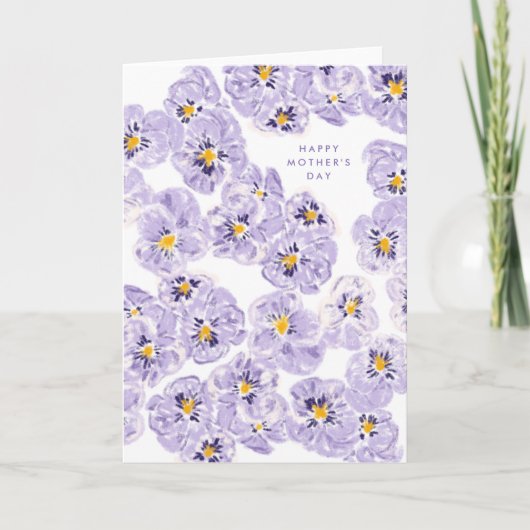 Paarse Moederdag van Pansies Bedankkaart (Voorkant)