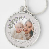 Paarse Moederdag Wildbloem Foto Sleutelhanger (Voorkant)