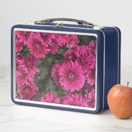 Paarse moeders metalen lunchbox