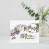 Paarse moeders  Nieuwjaar met vignet Feestdagenkaart (Staand voorkant)