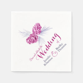 Paarse moerasappelbomen winterbruiloft servet